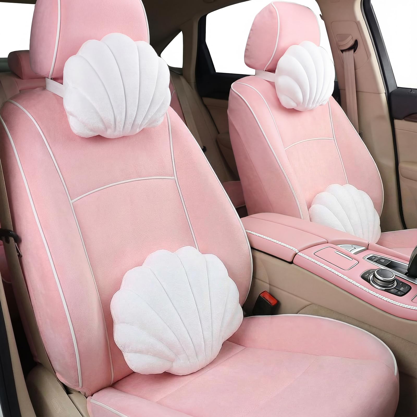 Travel Accessories Pink - Pink Seashell-Shaped Car Headrest And Lumbar