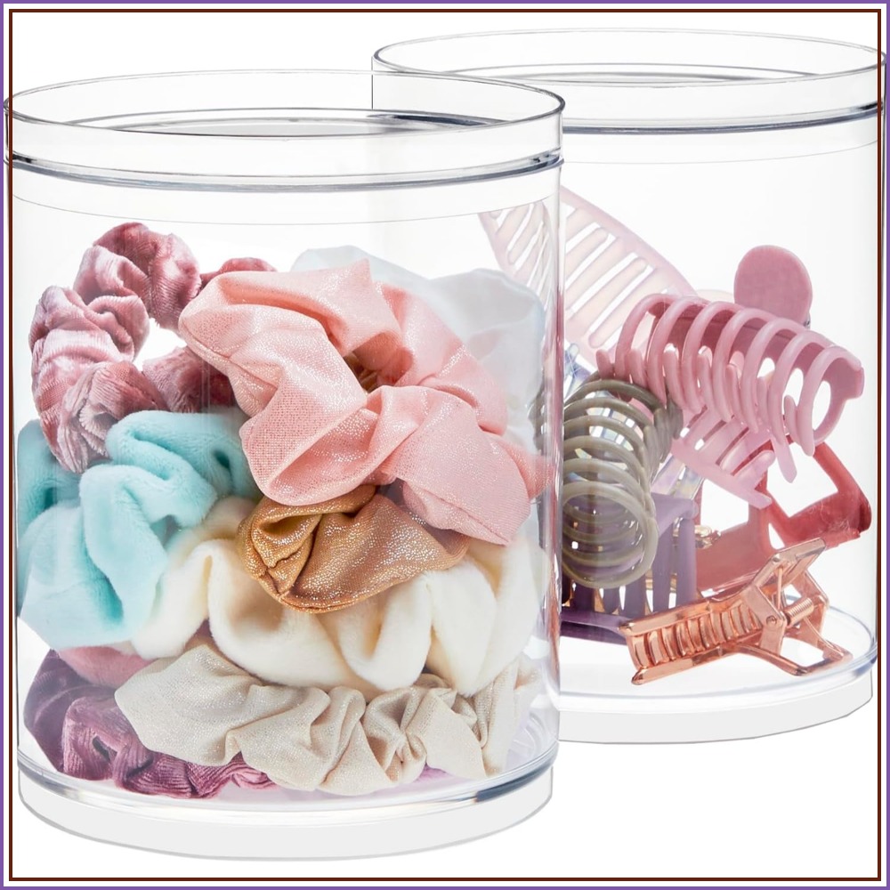 Travel Accessories Holder - Stackable Clear Plastic Scrunchie Holder Set