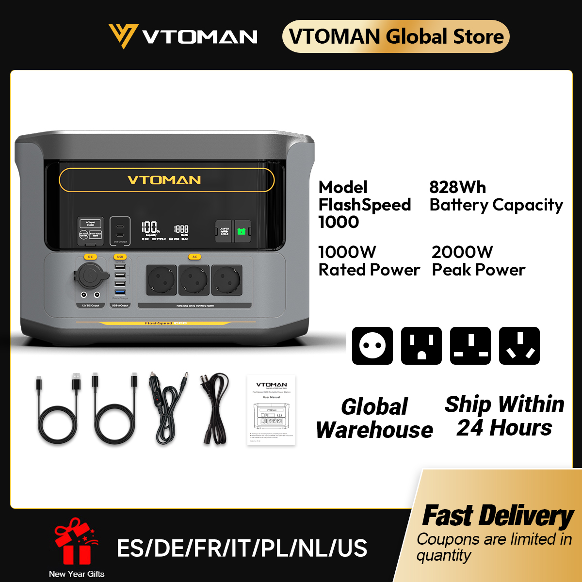 Travel Accessories Electronics - VTOMAN FlashSpeed 1000 Portable Power Station