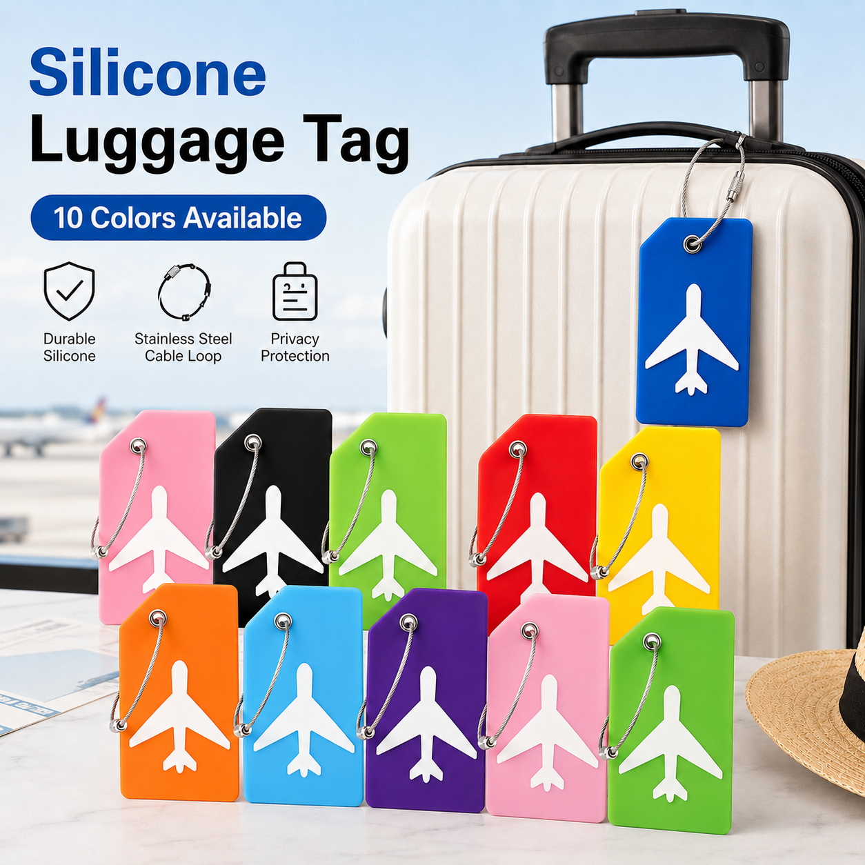 Travel Accessories B&M - 2/5PCS Silicone Travel Luggage Tag Airplane