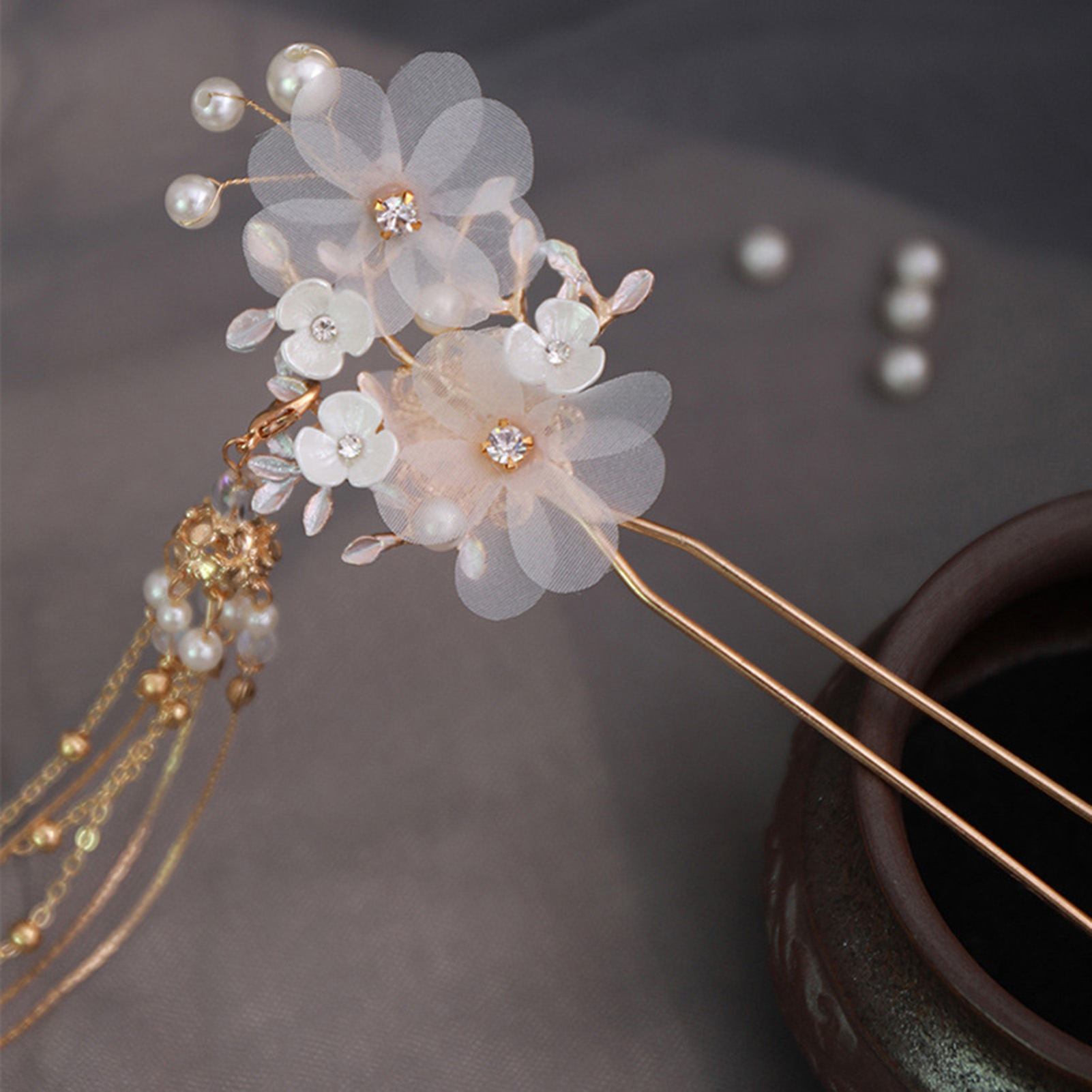 Travel Accessories Holder - Chinese Style Hair Stick Hairpin Flower