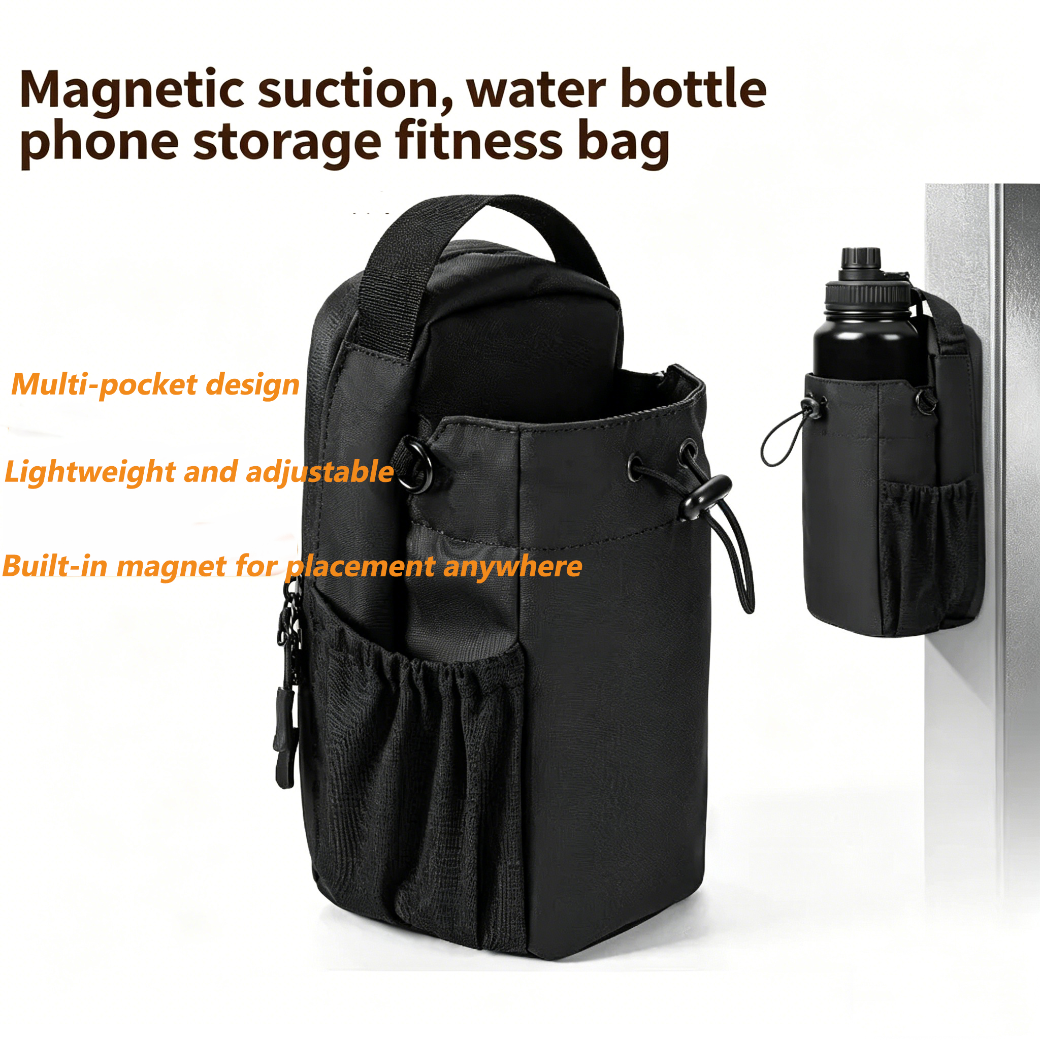 Travel Accessories Holder - Magnetic Gym Bottle Bag Water Bottle