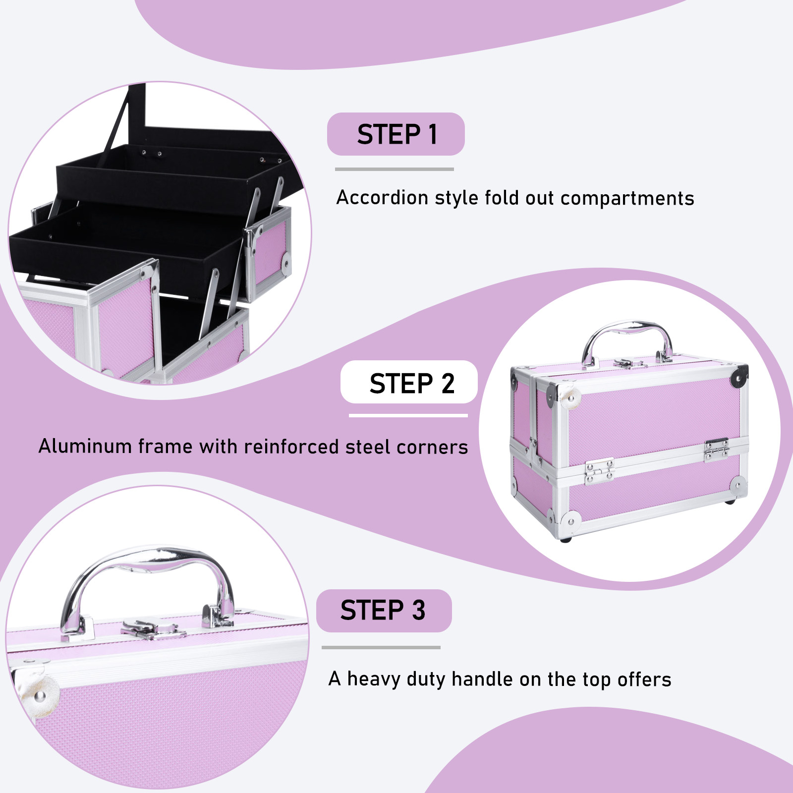 Pink Aluminum Alloy Makeup Cas - Travel Accessories Pink avis et prix