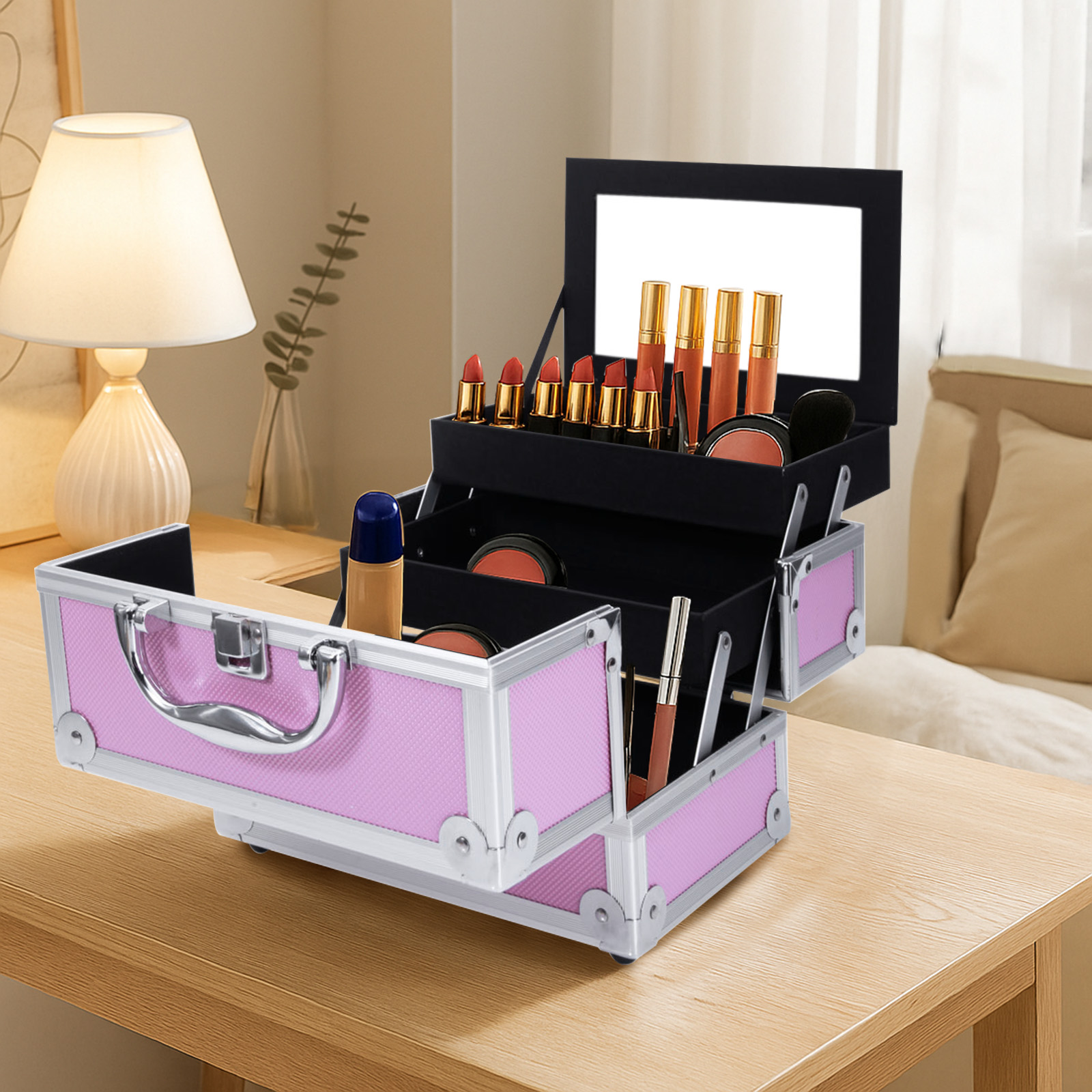 Pink Aluminum Alloy Makeup Cas - Travel Accessories Pink avis et prix